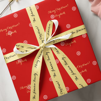 Personalisiert frohe Weihnachten Gold Black Gift W Satinband