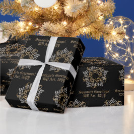 Personalisiert frohe Weihnachten Gold Silver Black Geschenkpapier
