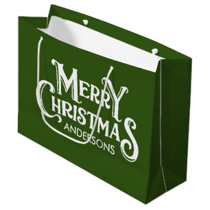 Personalisiert Frohe Weihnachten Grün Große Geschenktüte