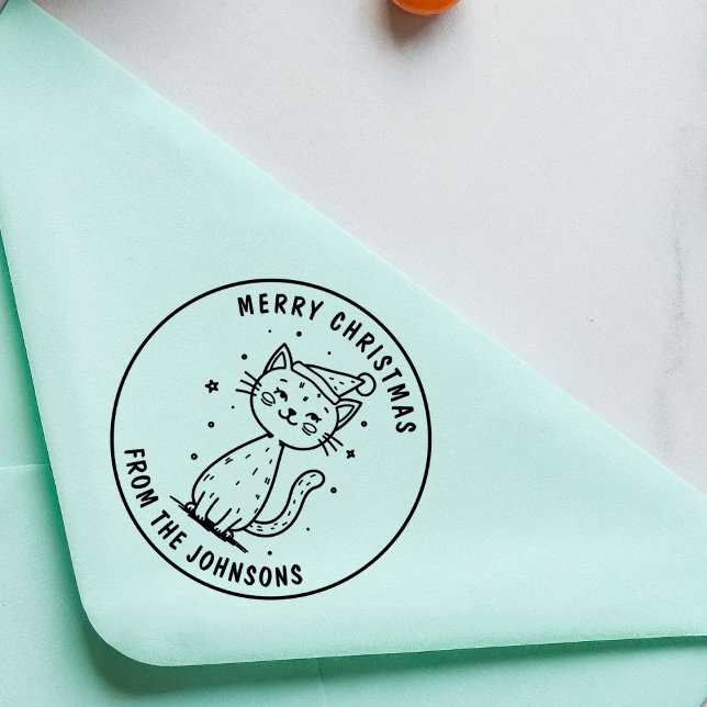 Personalisiert frohe Weihnachten Katze Niedlich Ur Permastempel (Von Creator hochgeladen)