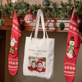 "Personalisiert frohe Weihnachten mit Foto und Nam Tragetasche