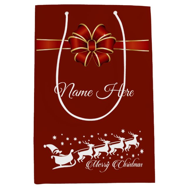 Personalisiert frohe Weihnachten Mittlere Geschenktüte (Vorderseite)