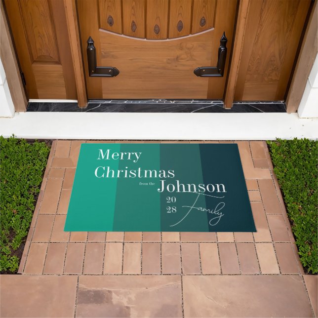 Personalisiert frohe Weihnachten Moderne Typografi Fußmatte (Außenbereich)