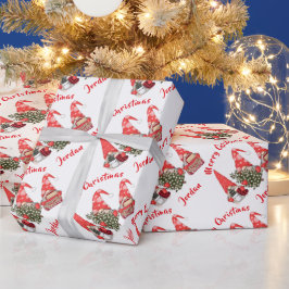 Personalisiert frohe Weihnachten Niedlich Gnomes U Geschenkpapier