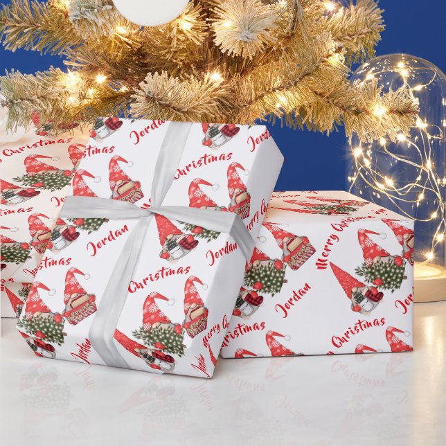 Personalisiert frohe Weihnachten Niedlich Gnomes U Geschenkpapier (Feiertage)