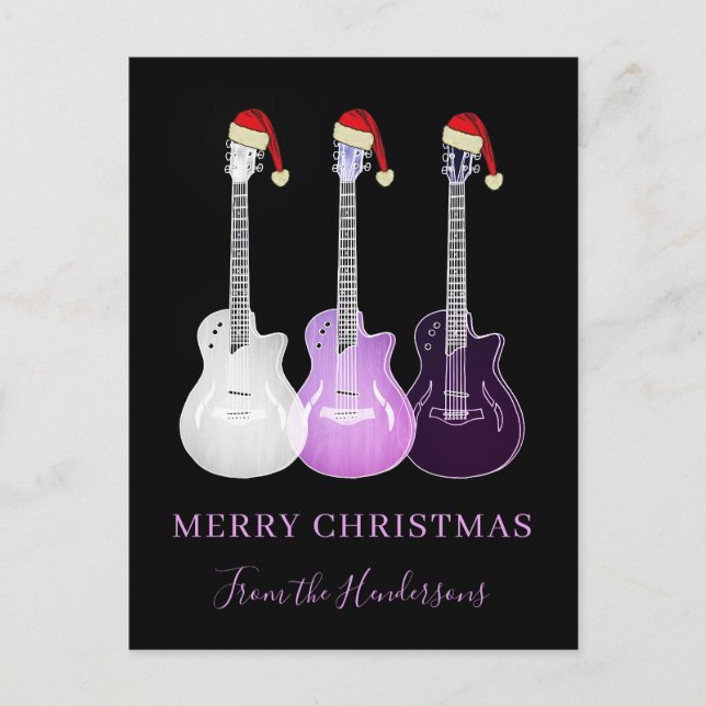 Personalisiert frohe Weihnachten Pink Gitarren (Vorderseite)