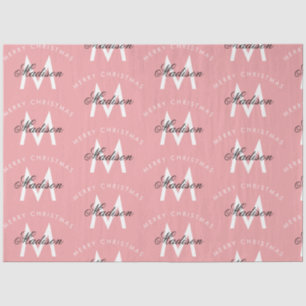 Personalisiert Frohe Weihnachten Rosa Monogramm Seidenpapier