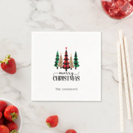Personalisiert frohe Weihnachten Rote Grüne Karier Serviette