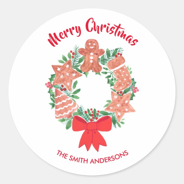 Personalisiert frohe Weihnachten Runder Aufkleber (Vorderseite)