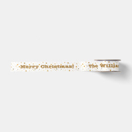 Personalisiert frohe Weihnachten und Goldene Stern Satinband