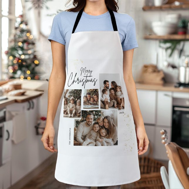 "Personalisiert frohe Weihnachten - Vier-Fotos-Col Schürze (Von Creator hochgeladen)