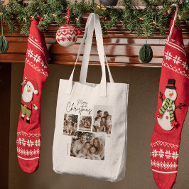 "Personalisiert frohe Weihnachten - Vier-Fotos-Col Tragetasche