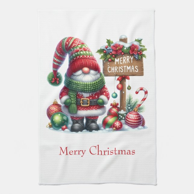 Personalisiert frohe Weihnachten Weihnachten Geschirrtuch (Vertikal)