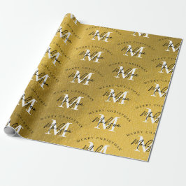Personalisiert Frohe Weihnachts-Gold-Foil-Monogram Geschenkpapier