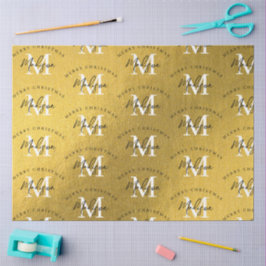 Personalisiert Frohe Weihnachts-Gold-Foil-Monogram Seidenpapier