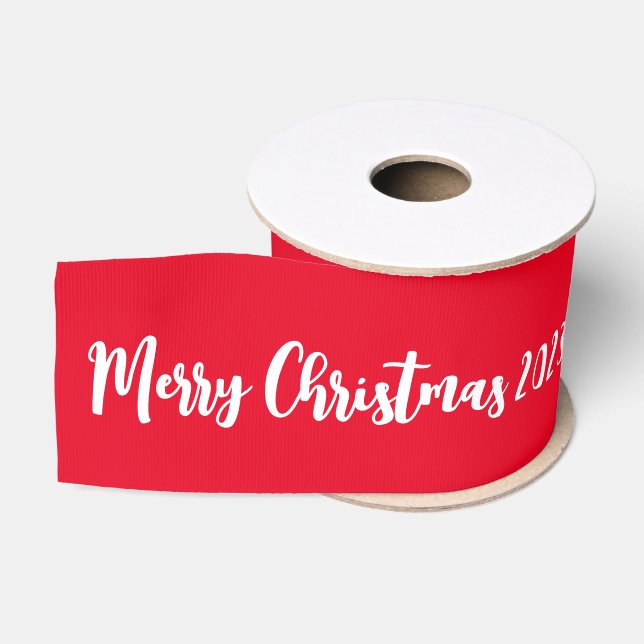 Personalisiert Frohe Weihnachts-Rote Geschenkwrap Ripsband (Spule)