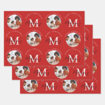 Personalisiert Frohe Weihnachts-Rote Monogramm-Fot
