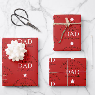 Personalisiert frohe Weihnachts-Rote Monogramm für Geschenkpapier Set