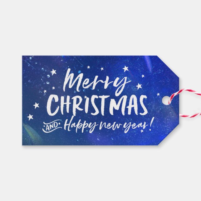 Personalisiert frohe Weihnachts-Sternengeschenk-Ta Geschenkanhänger (Vorderseite (Horizontal))