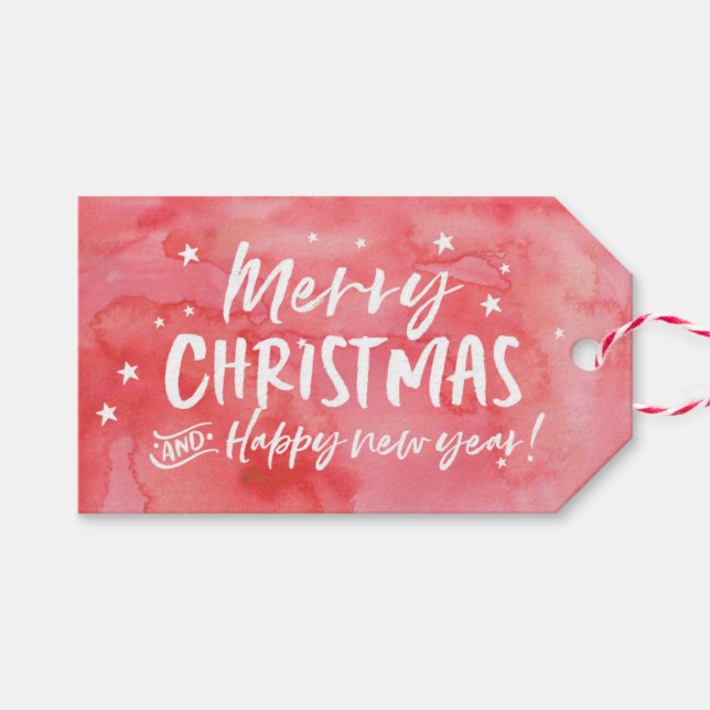 Personalisiert frohe Weihnachts-Sternengeschenk-Ta Geschenkanhänger (Vorderseite (Horizontal))