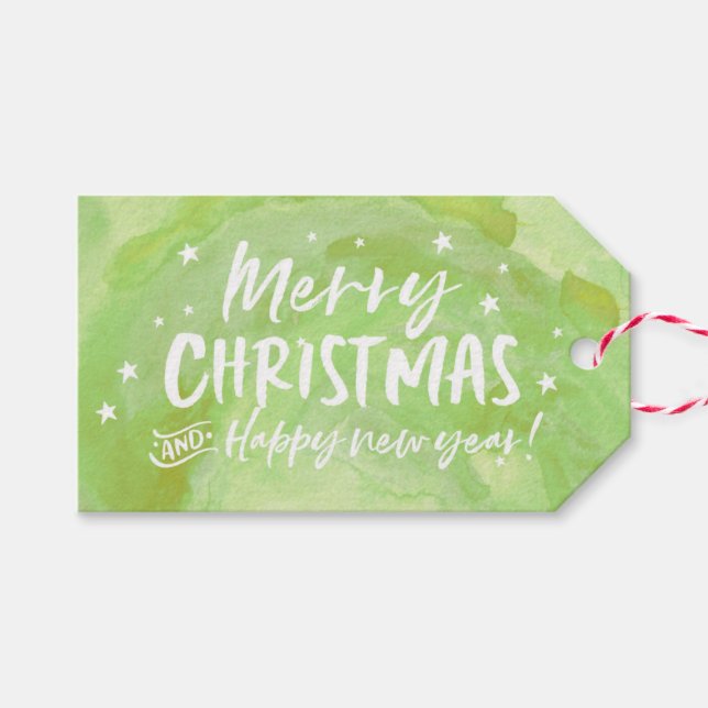 Personalisiert frohe Weihnachts-Sternengeschenk-Ta Geschenkanhänger (Vorderseite (Horizontal))