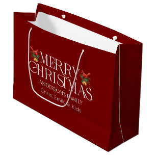 Personalisiert frohe Weihnachts-Whit Retro-Typogra Große Geschenktüte