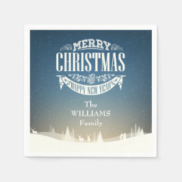 Personalisiert frohe Weihnachts-Winterschneeszene Serviette