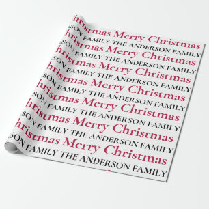 Personalisiert frohe Weihnachtsfamilie Geschenkpapier