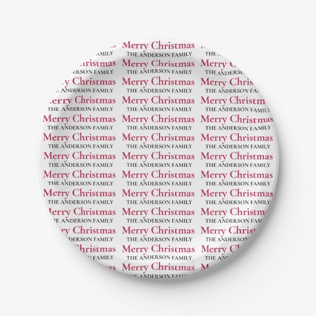 Personalisiert frohe Weihnachtsfamilie Pappteller (Vorderseite)