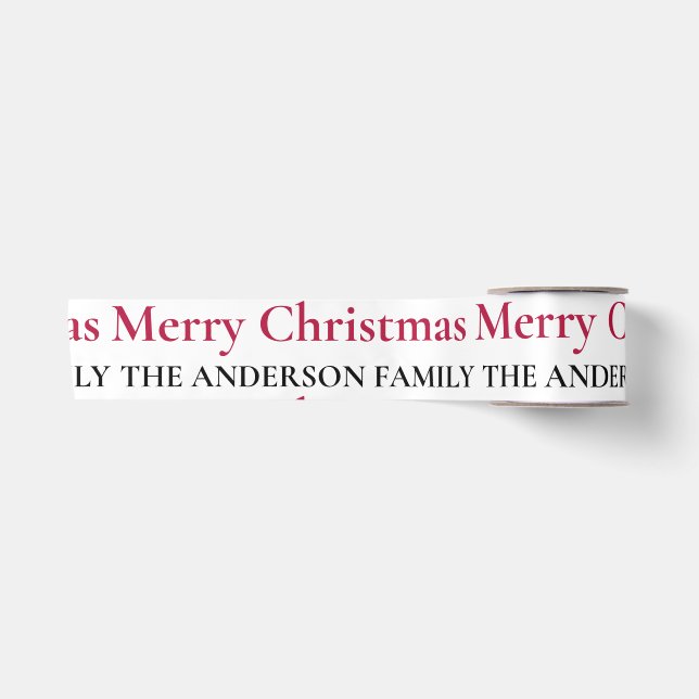 Personalisiert frohe Weihnachtsfamilie Satinband (Vorderseite)
