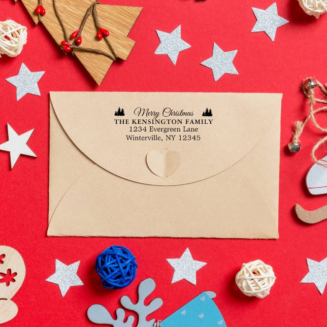 Personalisiert frohe Weihnachtsfamilienadresse Bri Permastempel (Personalized Merry Christmas Family Address Stamp)