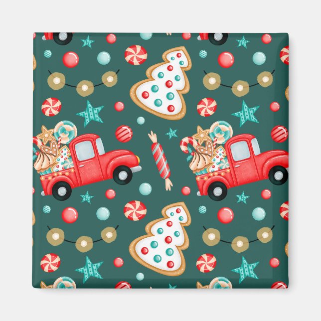 Personalisiert frohe Weihnachtsfarbe Magnet (Vorne)