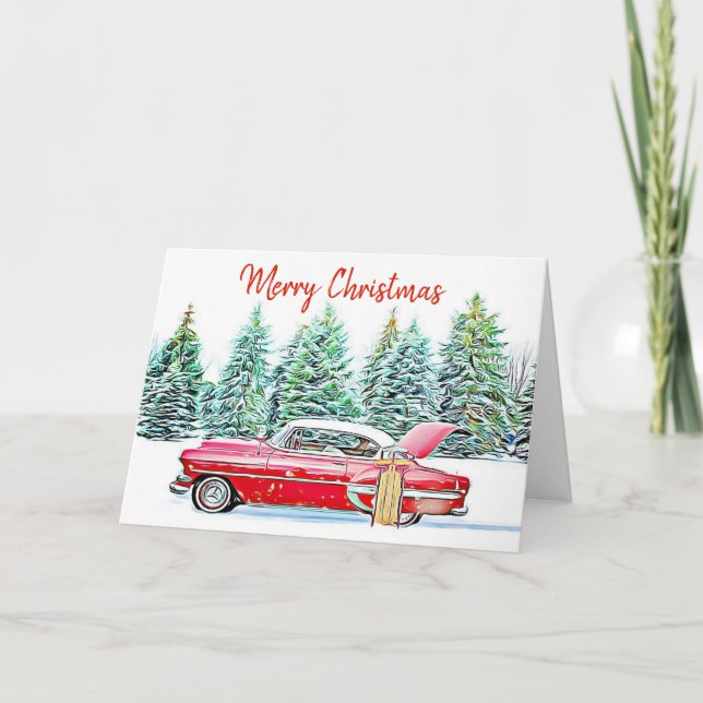 Personalisiert frohe Weihnachtsfeier Auto und Gesc Karte (Vorderseite)