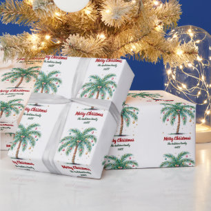 Personalisiert frohe Weihnachtspalme Licht Geschenkpapier