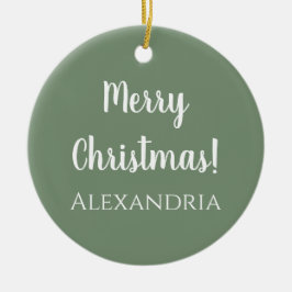 Personalisiert Frohe Weihnachtszeit Grün Keramik Ornament