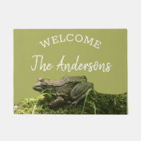 Personalisiert Frosch Foto Grün Willkommen Mat Doo