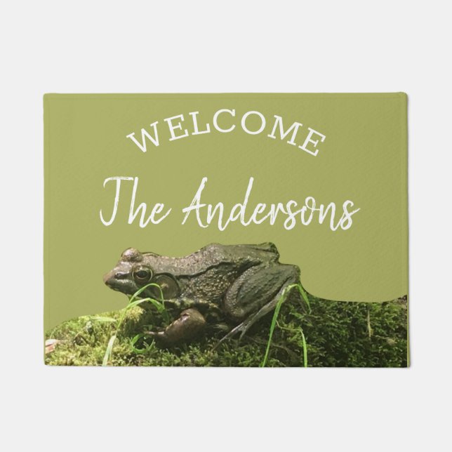 Personalisiert Frosch Foto Grün Willkommen Mat Doo Fußmatte (Vorderseite)