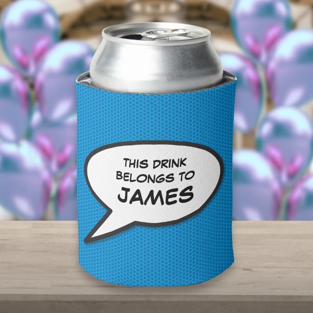 Personalisiert Fun Comic Buchen Sprechblase Blau Dosenkühler (Personalized Fun Comic Book Speech Bubble Blue Can Cooler)