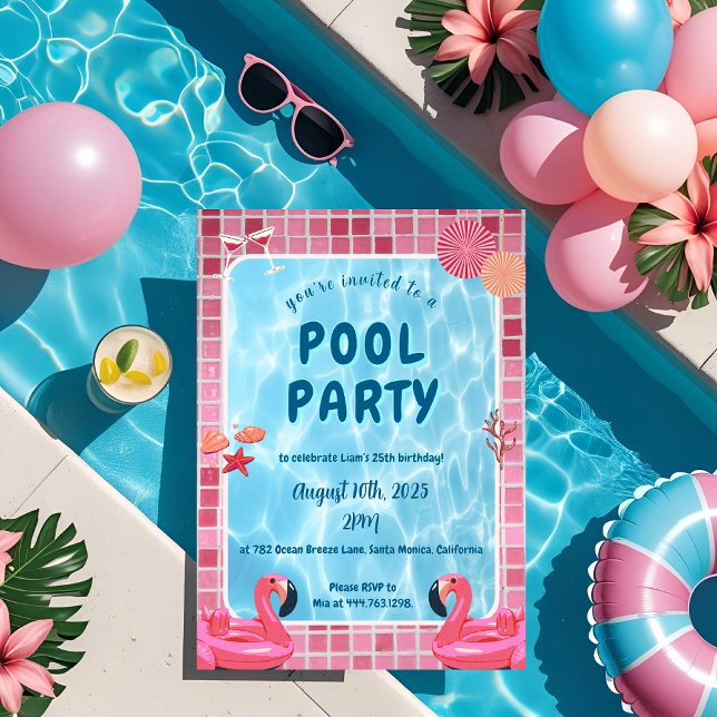 Personalisiert Fun Pool Party Geburtstag Einladung (Von Creator hochgeladen)