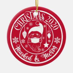 Personalisiert Funny 2020 Masked & Frohe Weihnacht Keramik Ornament