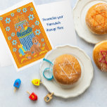 Personalisiert Funny Doodle Dog Tan Dog Hanukkah Karte<br><div class="desc">Wenn ein Doodle Hund zu Ihrer Familie gehört,  wird er gerne an den Festlichkeiten teilnehmen! Dieser Doodle ist zum Spaß bereit! Personalisieren Sie das Innere mit Ihrer persönlichen Nachricht.</div>