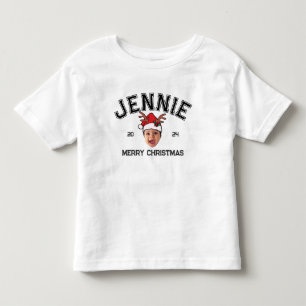 Personalisiert Funny Face Foto Weihnachtsmannmütze Kleinkind T-shirt