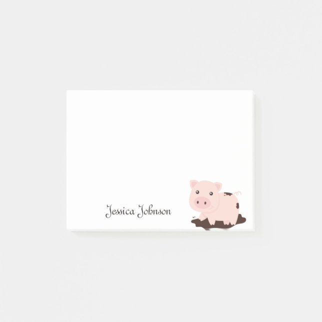 Personalisiert Funny Funny Pink Pig Notizblock (Vorderseite)