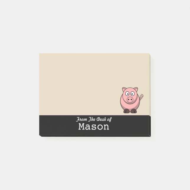 Personalisiert Funny Funny Pink Pig Post-it Klebezettel (Vorderseite)