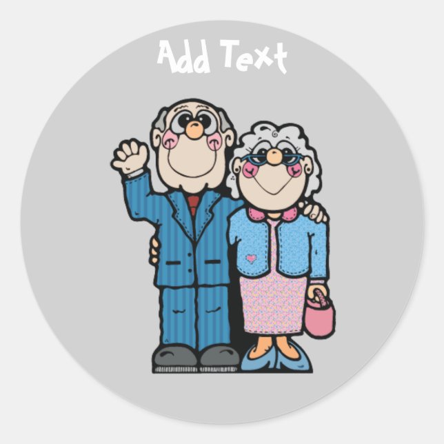 Personalisiert Funny Grandparent Cartoon Runder Aufkleber (Vorderseite)