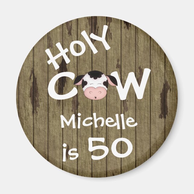 Personalisiert Funny Heilige Kuh 50. Geburtstag Hu Magnet (Vorne)