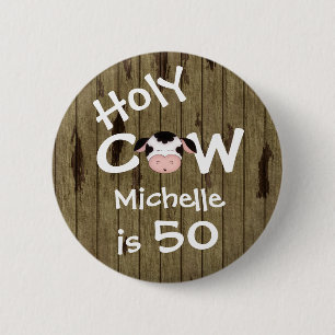 Personalisiert Funny Heilige Kuh 50. Humorischer G Button