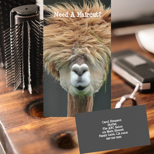 Personalisiert Funny Llama Hair Stylist Salon Visitenkarte (Von Creator hochgeladen)