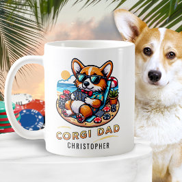 Personalisiert Funny Poker Player Corgi Dog Vater Kaffeetasse