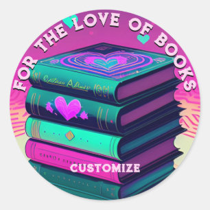 Personalisiert für die Liebe von Büchern Runder Aufkleber